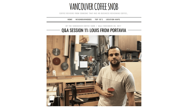 Vancouver Coffee Snob Interveiw - PortaVia
